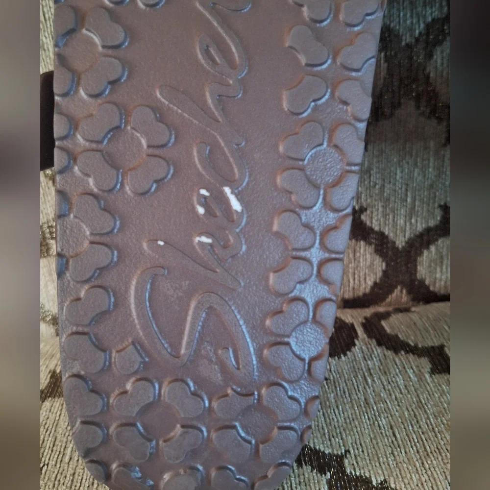 Skechers Brown Plum Slide Sandals with Gold Buckles Arch Fit Cali Breeze Size 8 - Picture 3 of 9